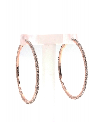 Rhinestone Hoop Earrings Large EH910165 RoseGold